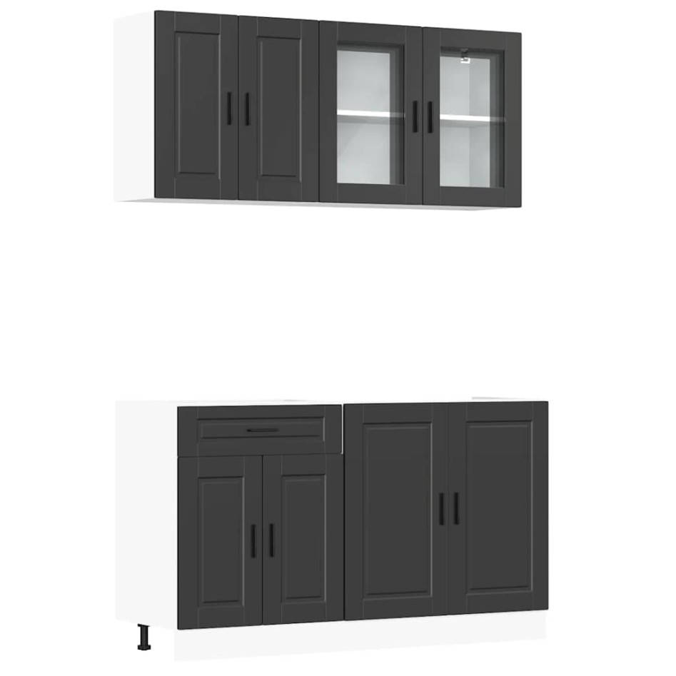 Mueble de cocina Kalmar negra 4 piezas madera
