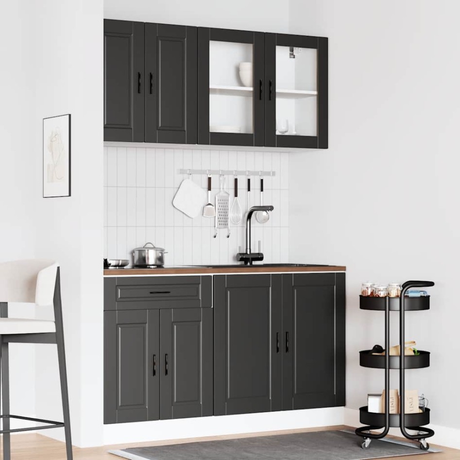 Mueble de cocina Kalmar negra 4 piezas madera
