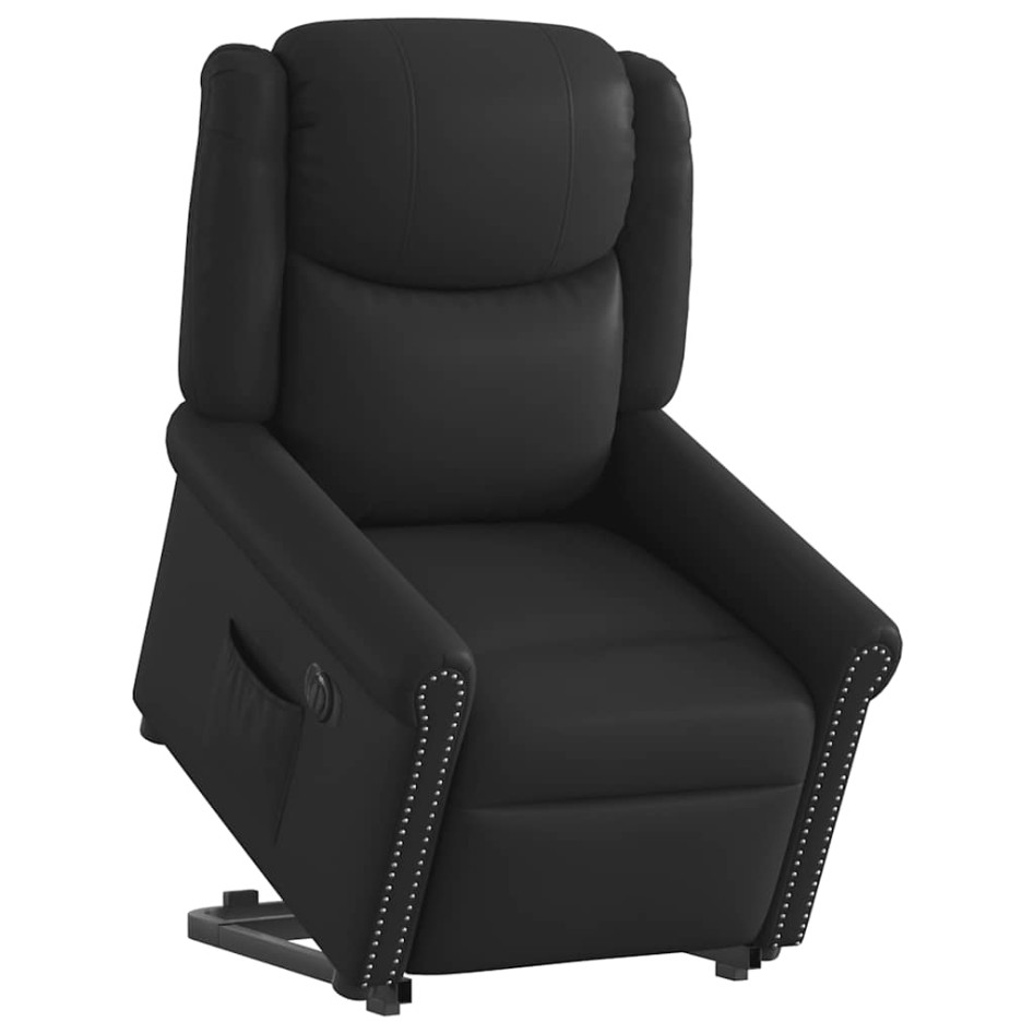 Sillón reclinable eléctrico pie cuero sintético negro