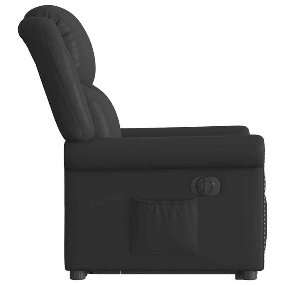 Sillón reclinable eléctrico pie cuero sintético negro