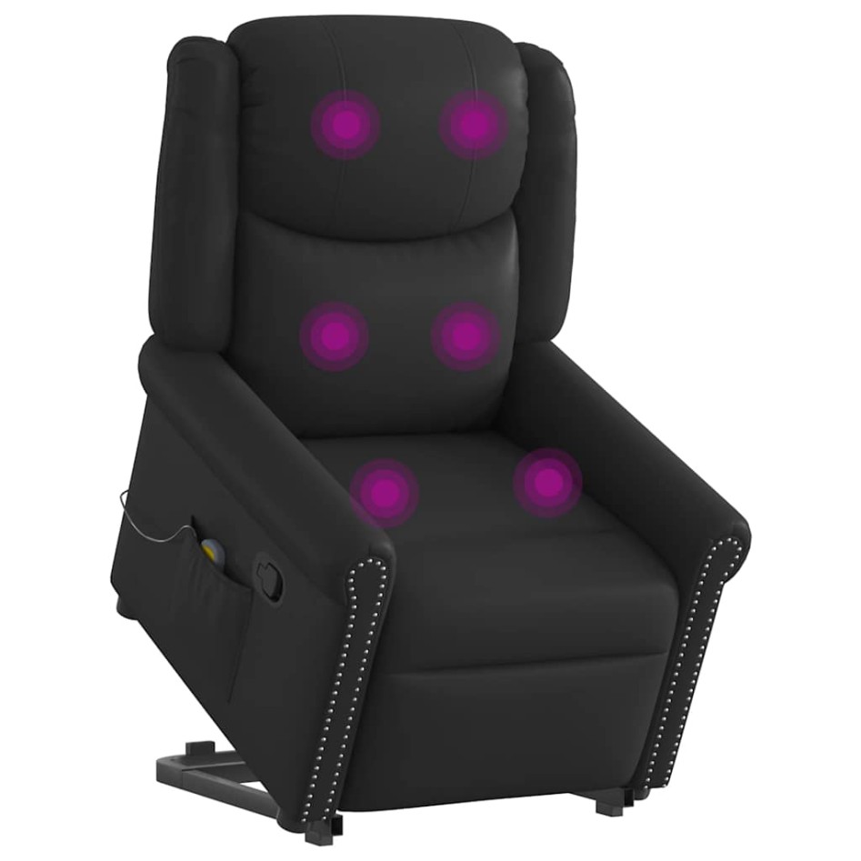 Sillón reclinable de masaje pie cuero sintético negro