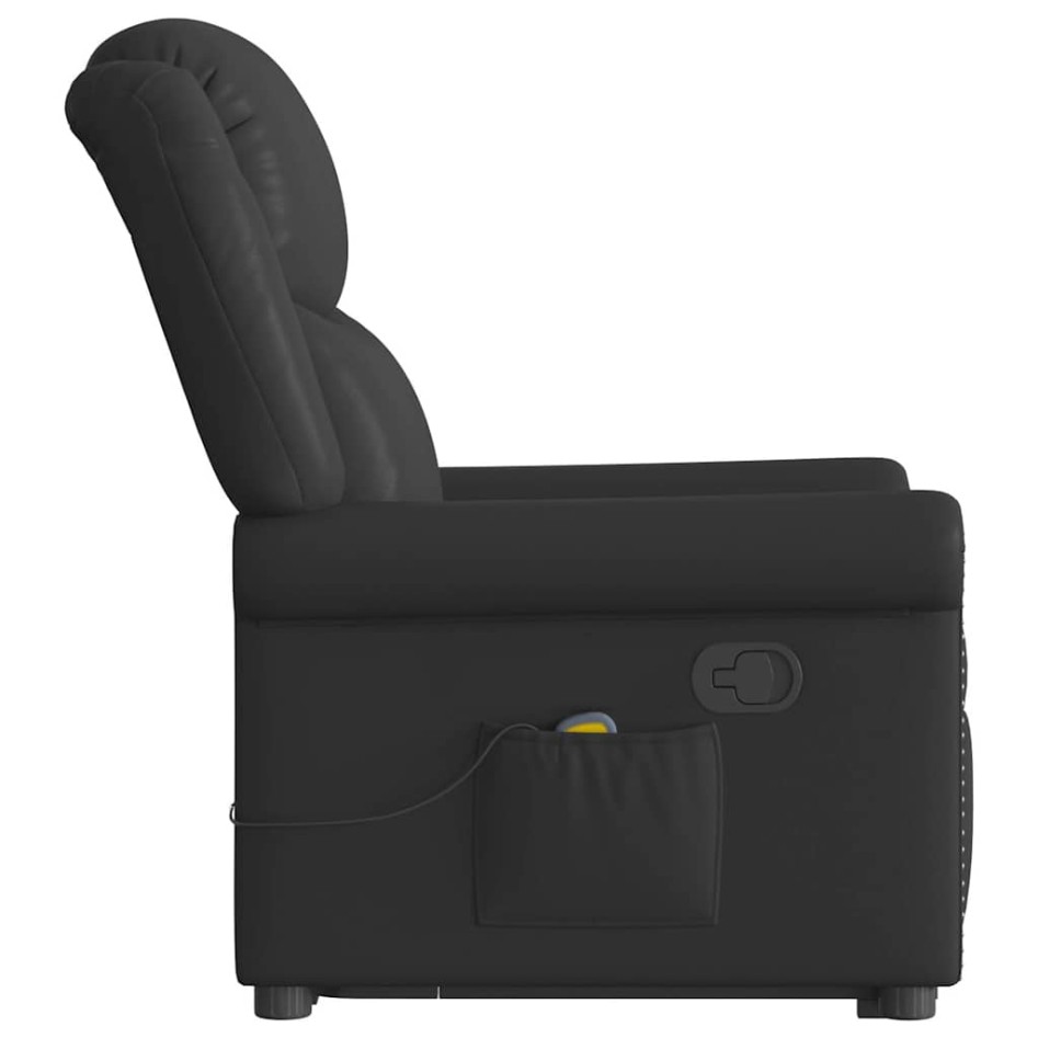 Sillón reclinable de masaje pie cuero sintético negro