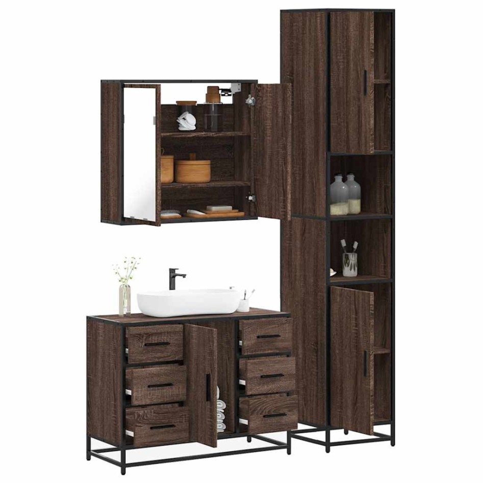 Set de muebles baño 3 pzas madera contrachapada roble