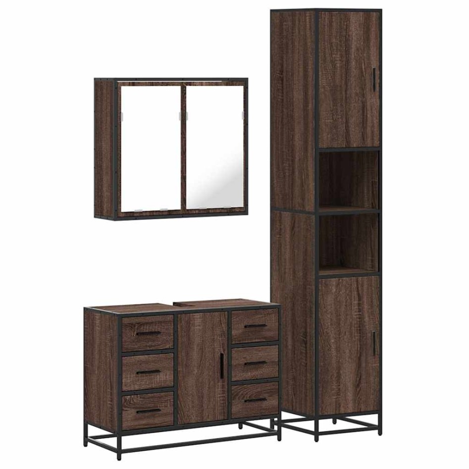 Set de muebles baño 3 pzas madera contrachapada roble