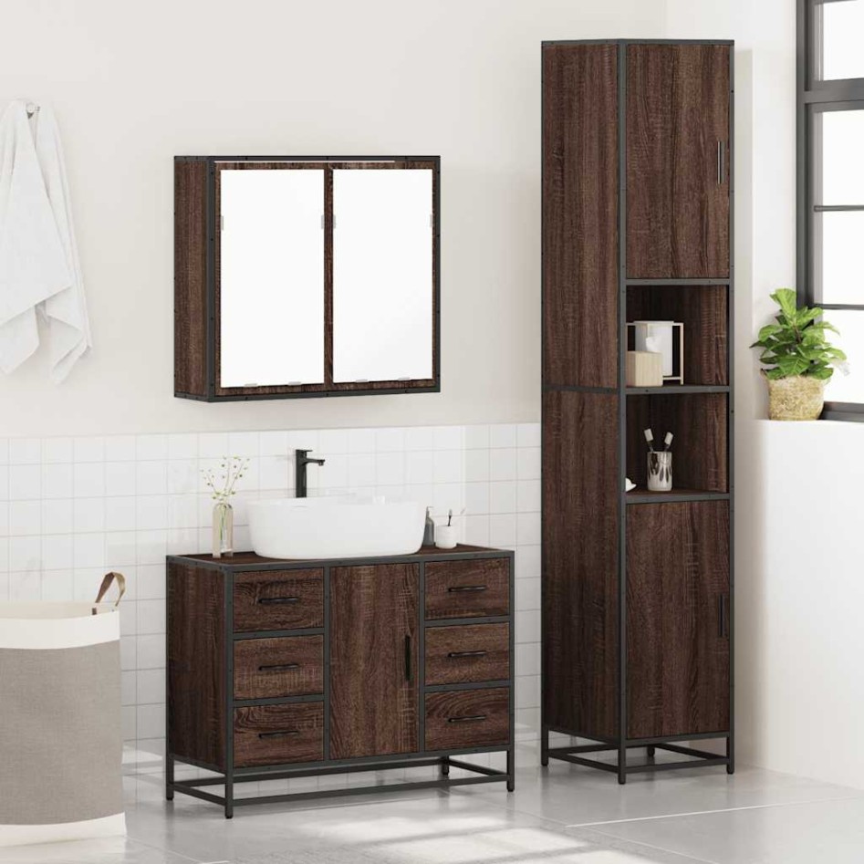 Set de muebles baño 3 pzas madera contrachapada roble
