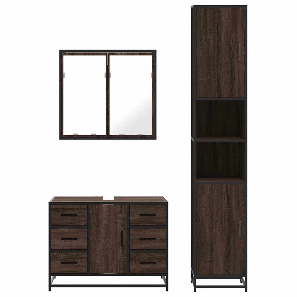 Set de muebles baño 3 pzas madera contrachapada roble