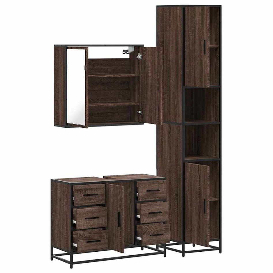 Set de muebles baño 3 pzas madera contrachapada roble