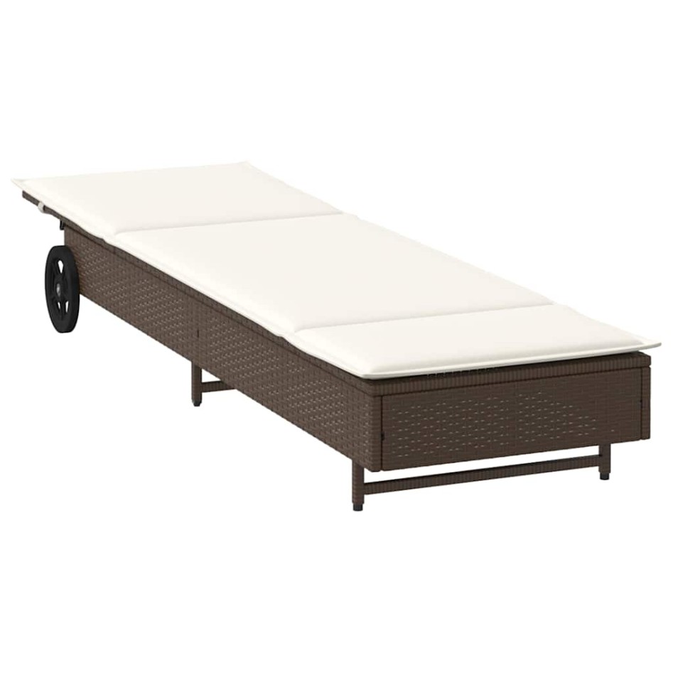 Tumbona con ruedas y cojín ratán sintético