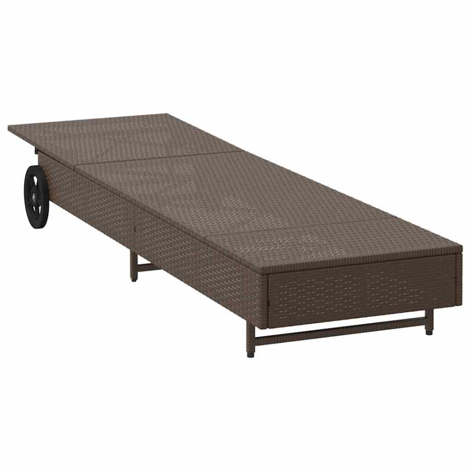 Tumbona con ruedas y cojín ratán sintético