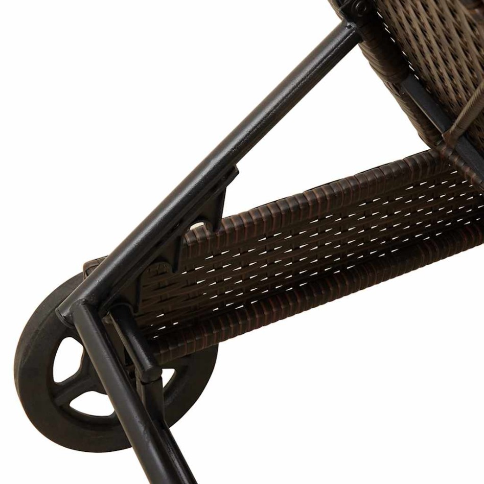 Tumbona con ruedas y cojín ratán sintético