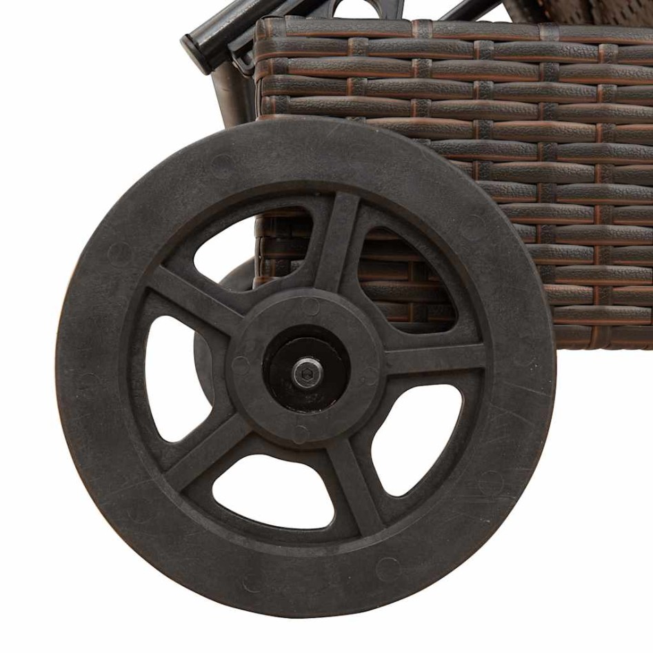 Tumbona con ruedas y cojín ratán sintético