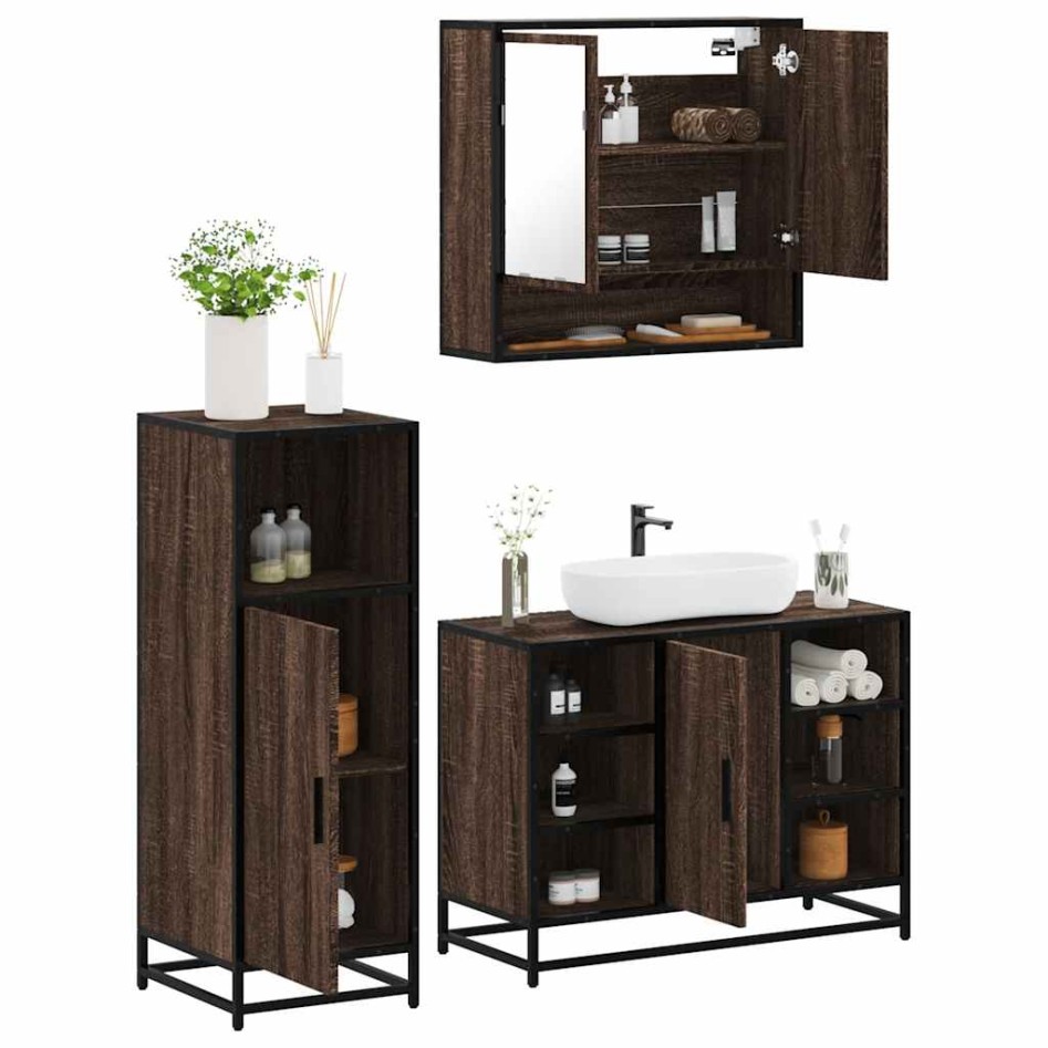 Set de muebles baño 3 pzas madera contrachapada roble
