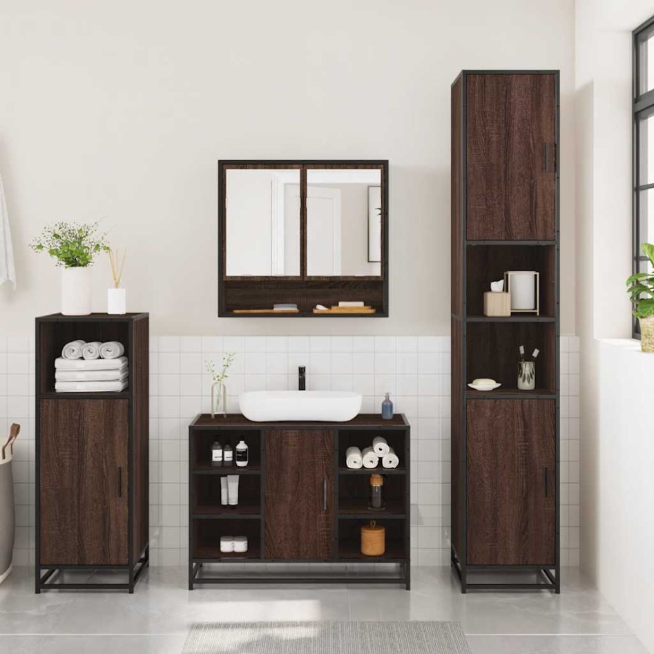 Set de muebles baño 3 pzas madera contrachapada roble