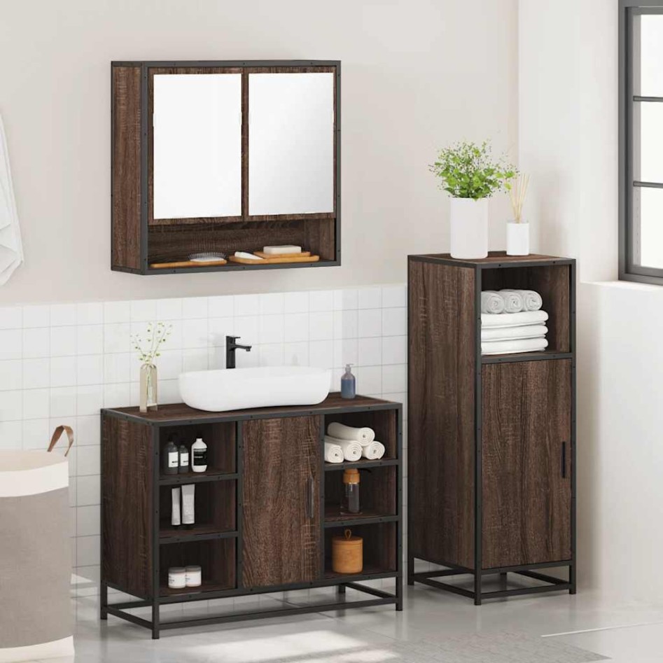 Set de muebles baño 3 pzas madera contrachapada roble