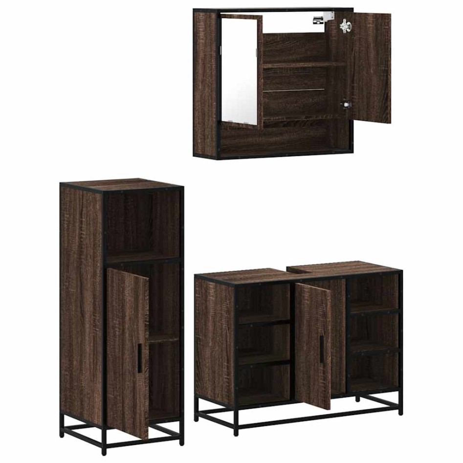 Set de muebles baño 3 pzas madera contrachapada roble