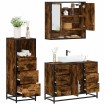 Set de muebles baño 3 pzas madera contrachapada roble ahumado