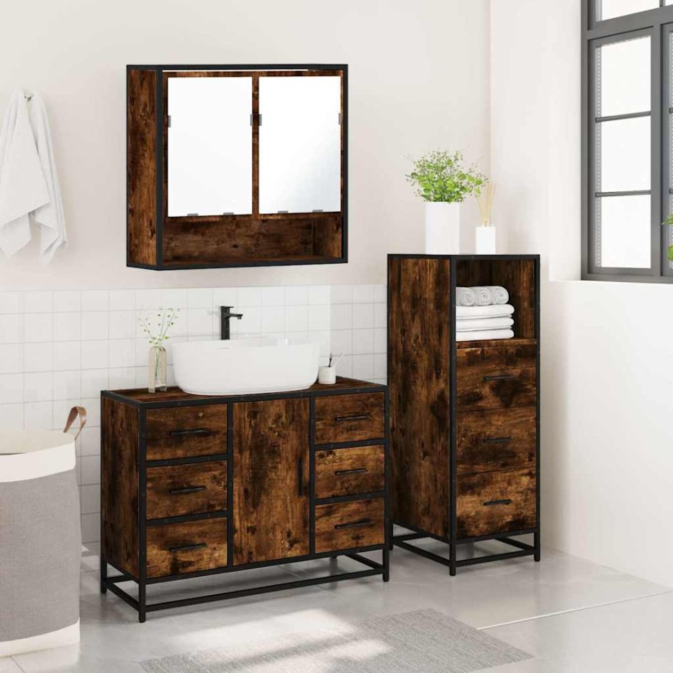 Set de muebles baño 3 pzas madera contrachapada roble