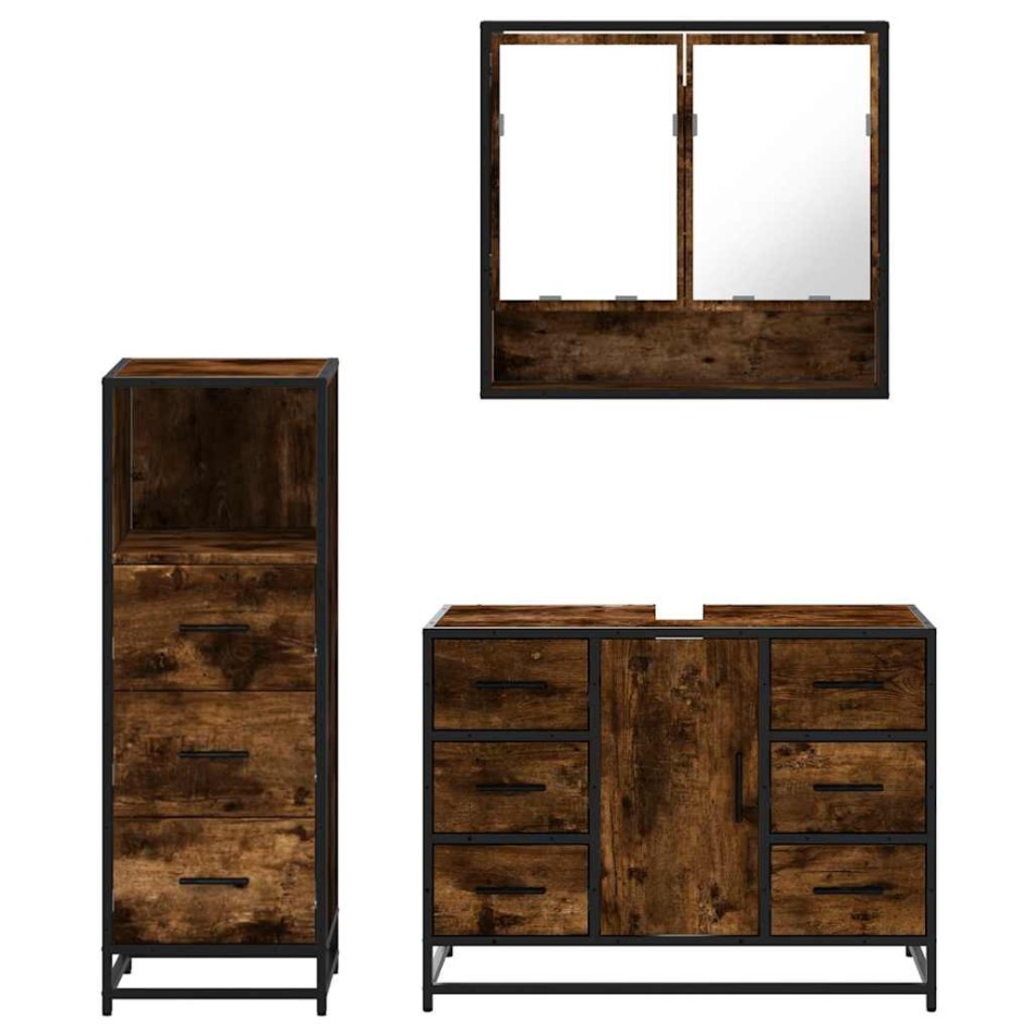 Set de muebles baño 3 pzas madera contrachapada roble