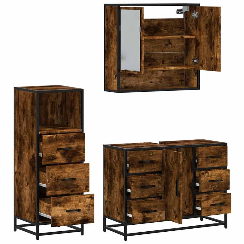 Set de muebles baño 3 pzas madera contrachapada roble