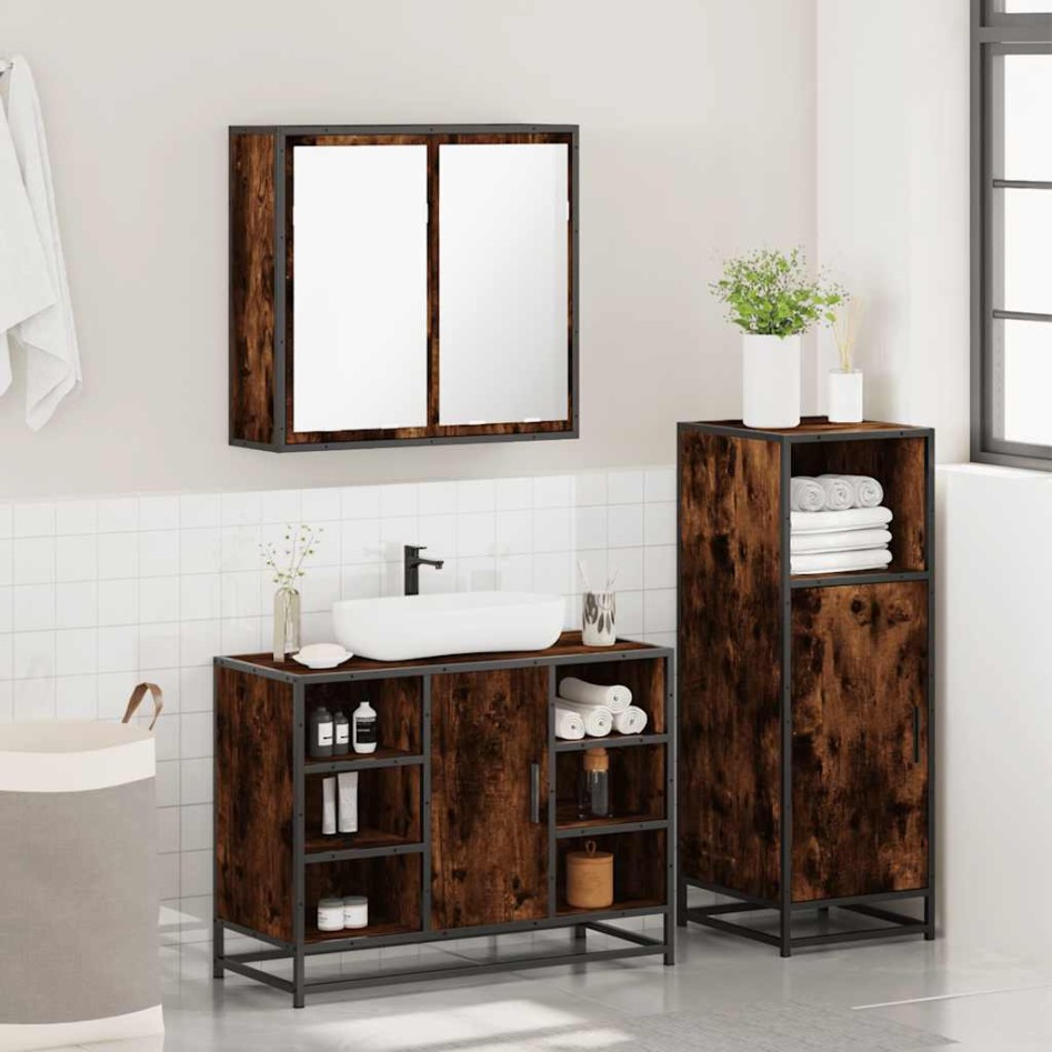 Set de muebles baño 3 pzas madera contrachapada roble