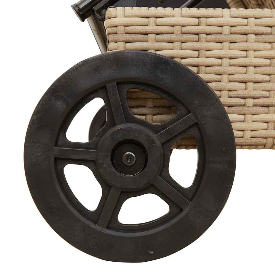 Tumbona con ruedas y cojín ratán sintético