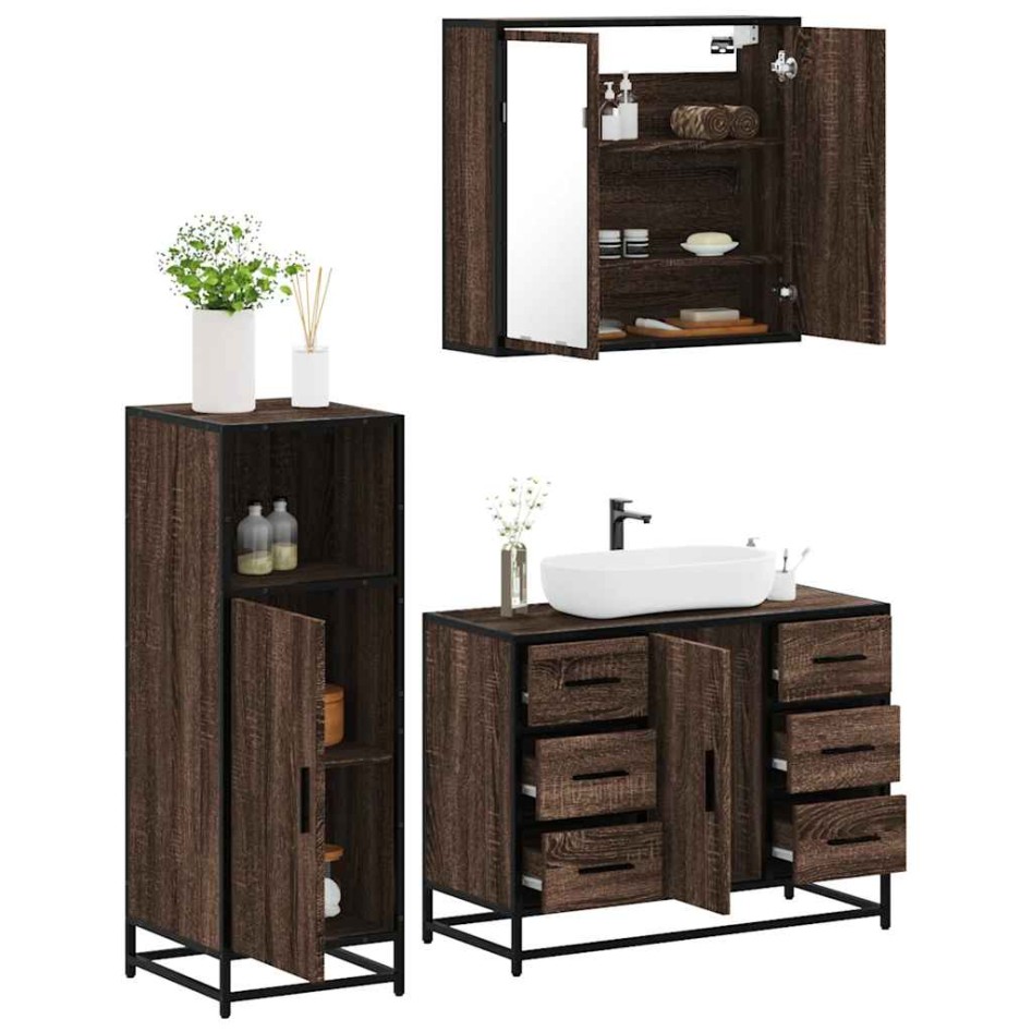 Set de muebles baño 3 pzas madera contrachapada roble