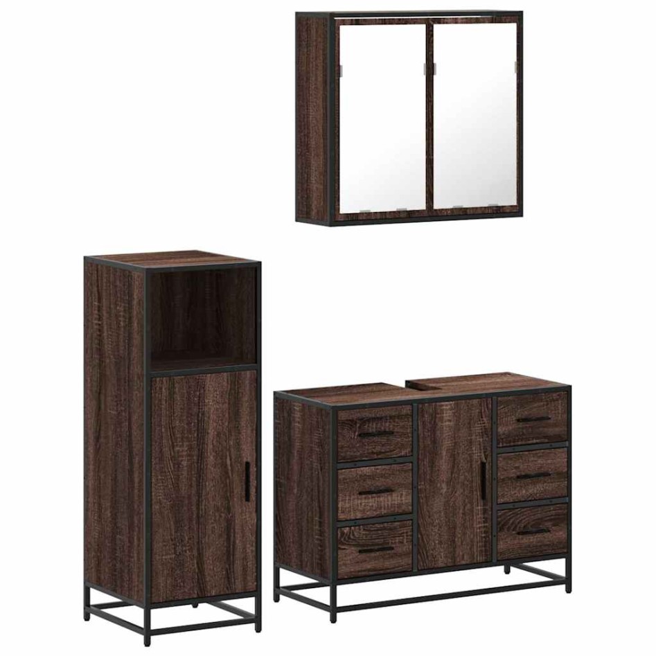 Set de muebles baño 3 pzas madera contrachapada roble