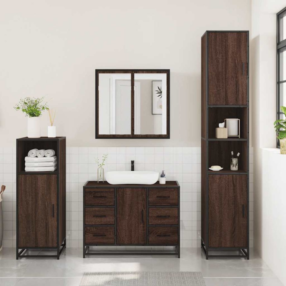 Set de muebles baño 3 pzas madera contrachapada roble