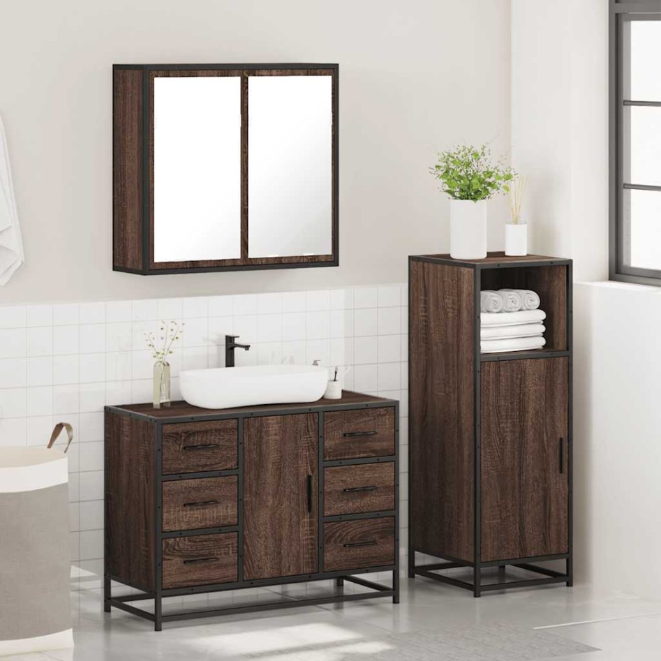 Set de muebles baño 3 pzas madera contrachapada roble