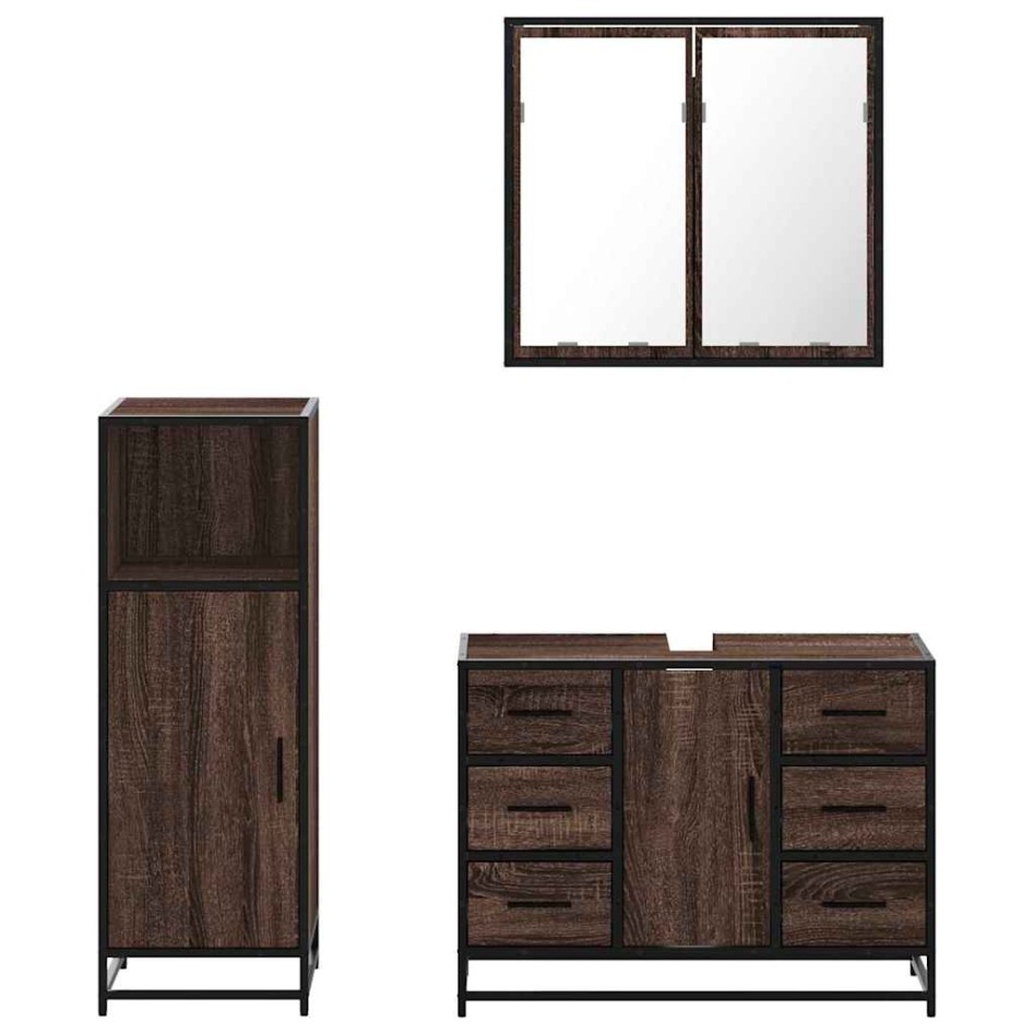 Set de muebles baño 3 pzas madera contrachapada roble