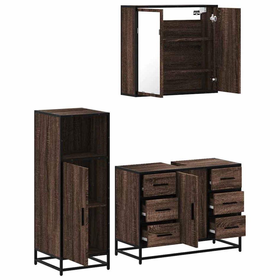 Set de muebles baño 3 pzas madera contrachapada roble
