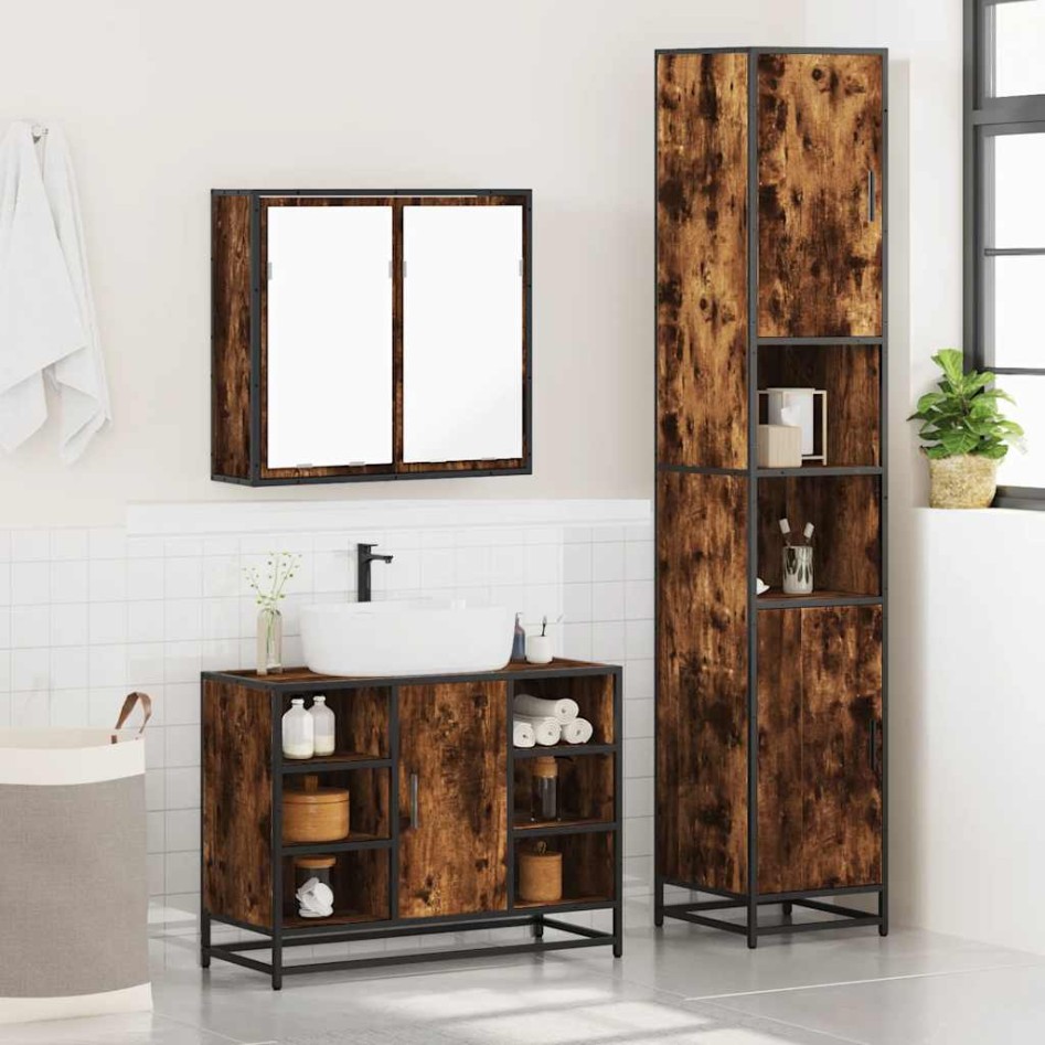 Set de muebles baño 3 pzas madera contrachapada roble