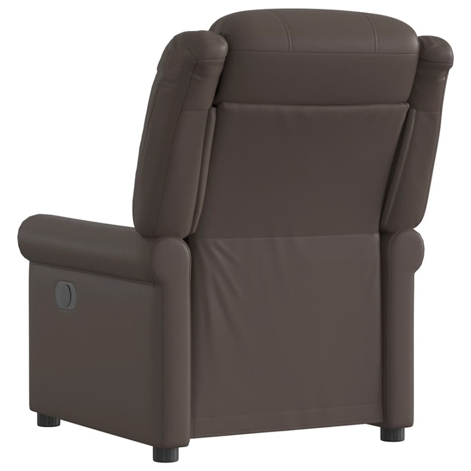 Sillón reclinable eléctrico cuero sintético marrón
