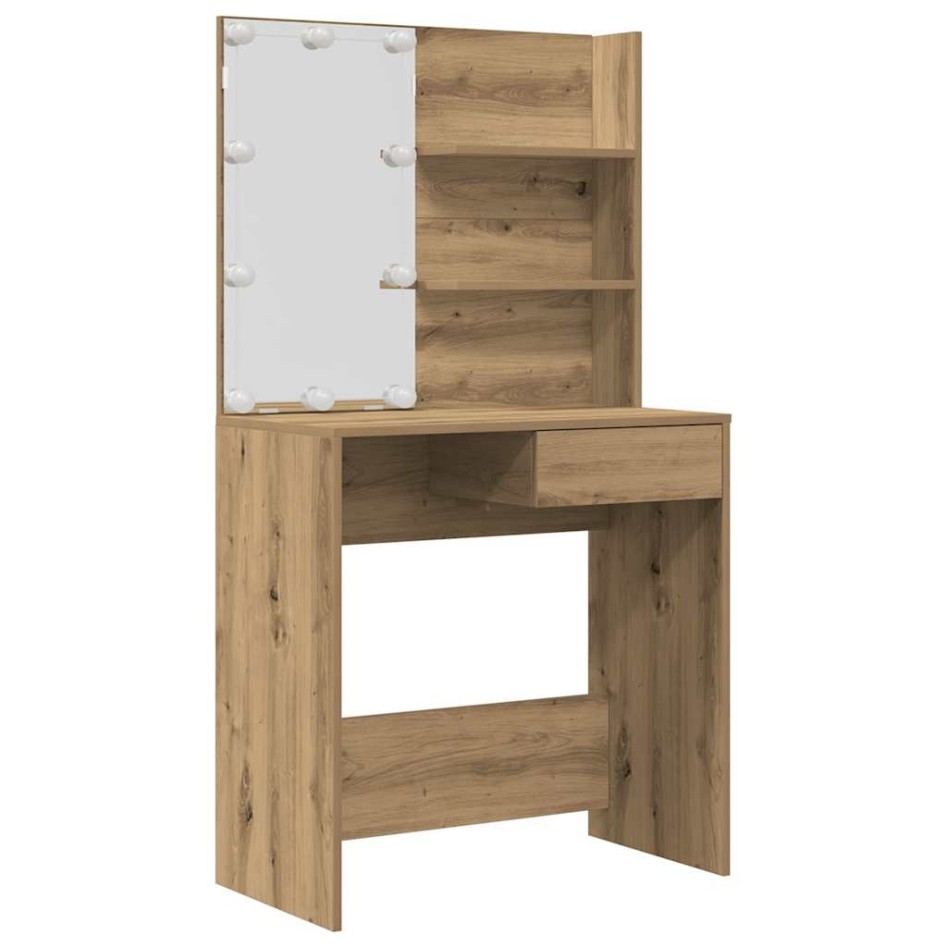 Juego de tocador con LED madera artesanal de