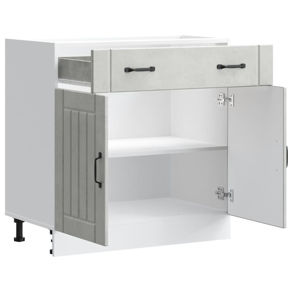 Mueble bajo de cocina Lucca madera contrachapada gris