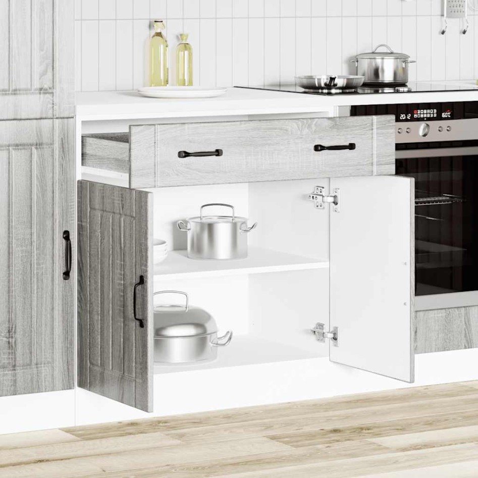 Mueble bajo de cocina Lucca madera contrachapada gris