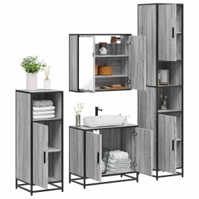 Set de muebles de baño 4 pzas madera contrachapada gris