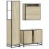 Set de muebles de baño 3 pzas madera contrachapada roble
