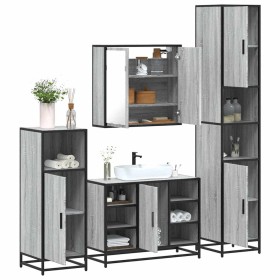 Set de muebles de baño 4 pzas madera contrachapada gris