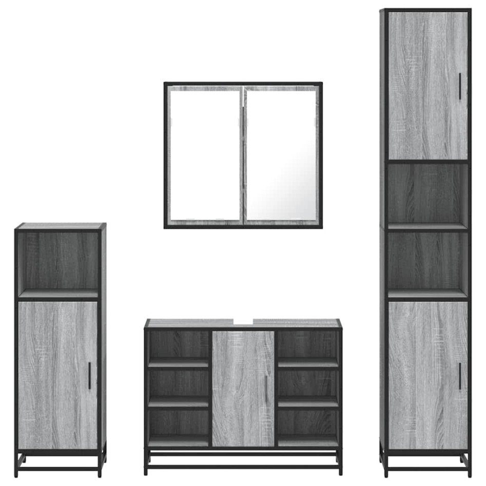 Set de muebles de baño 4 pzas madera contrachapada gris