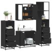 Juego de muebles de baño 4 pzas madera contrachapada negro