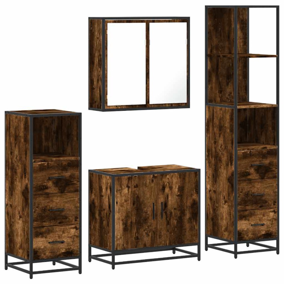 Set de muebles baño 4 pzas madera contrachapada roble