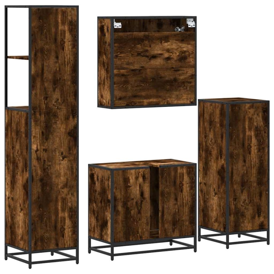 Set de muebles baño 4 pzas madera contrachapada roble