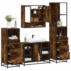 Set de muebles baño 4 pzas madera contrachapada roble