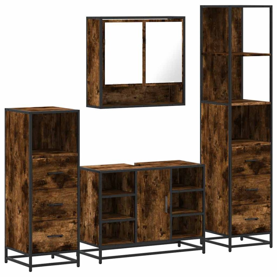 Set de muebles baño 4 pzas madera contrachapada roble