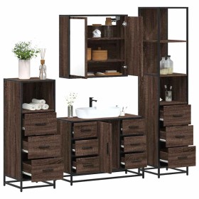 Set de muebles baño 4 pzas madera contrachapada roble
