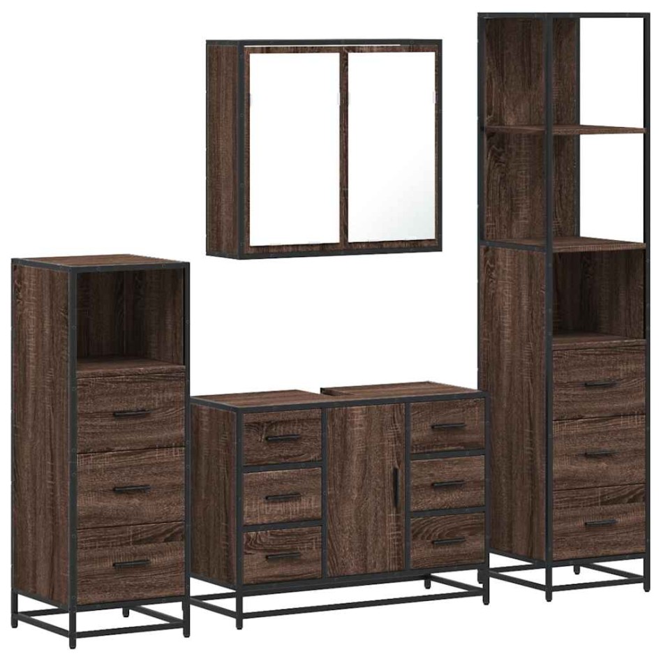 Set de muebles baño 4 pzas madera contrachapada roble