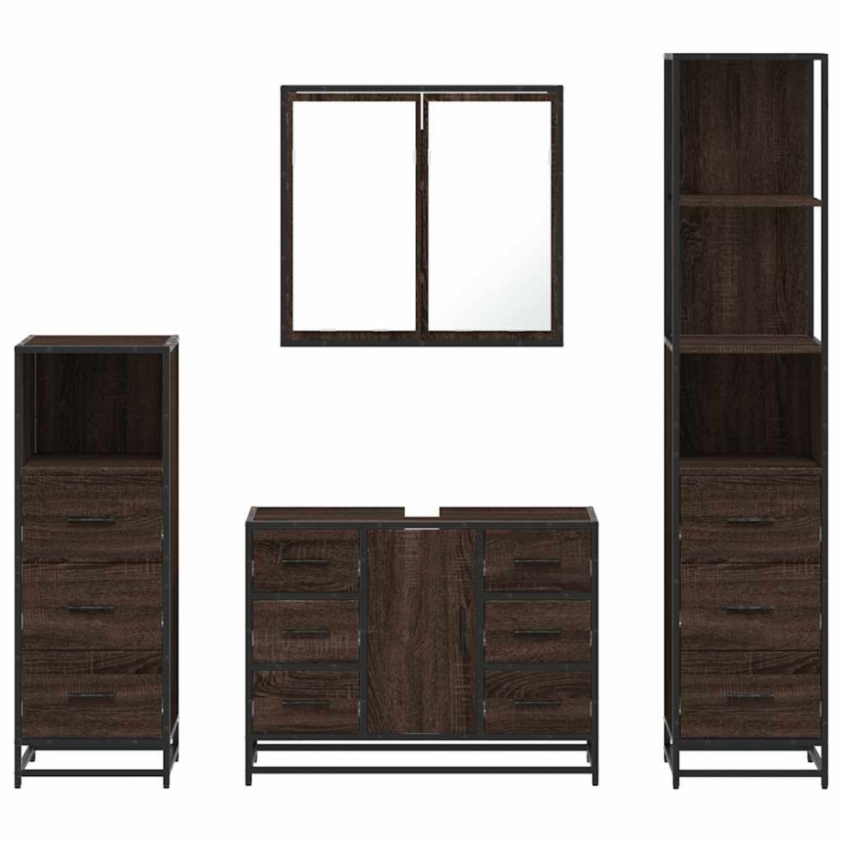 Set de muebles baño 4 pzas madera contrachapada roble