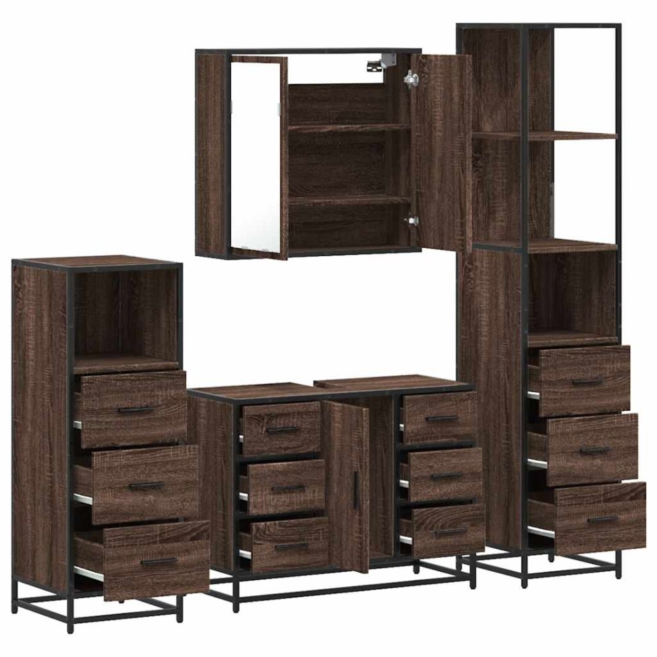 Set de muebles baño 4 pzas madera contrachapada roble