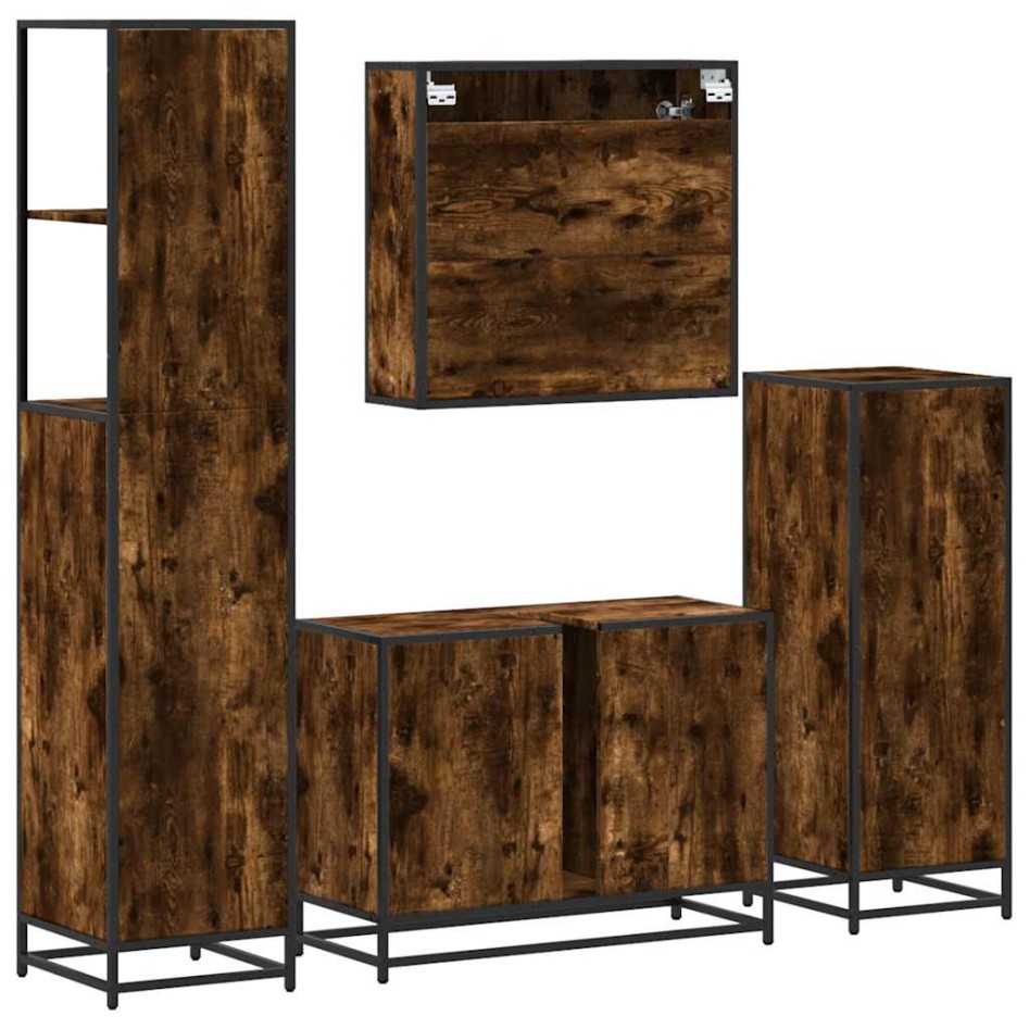 Set de muebles baño 4 pzas madera contrachapada roble
